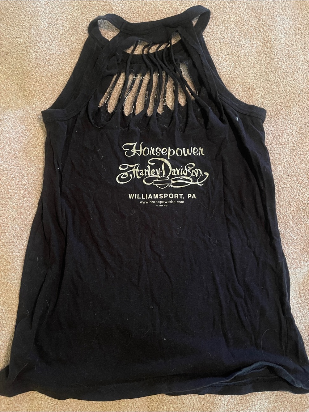 Harley-Davidson Black Tank Top with Silver Graphic and Cutout Neck - Picture 2 of 2